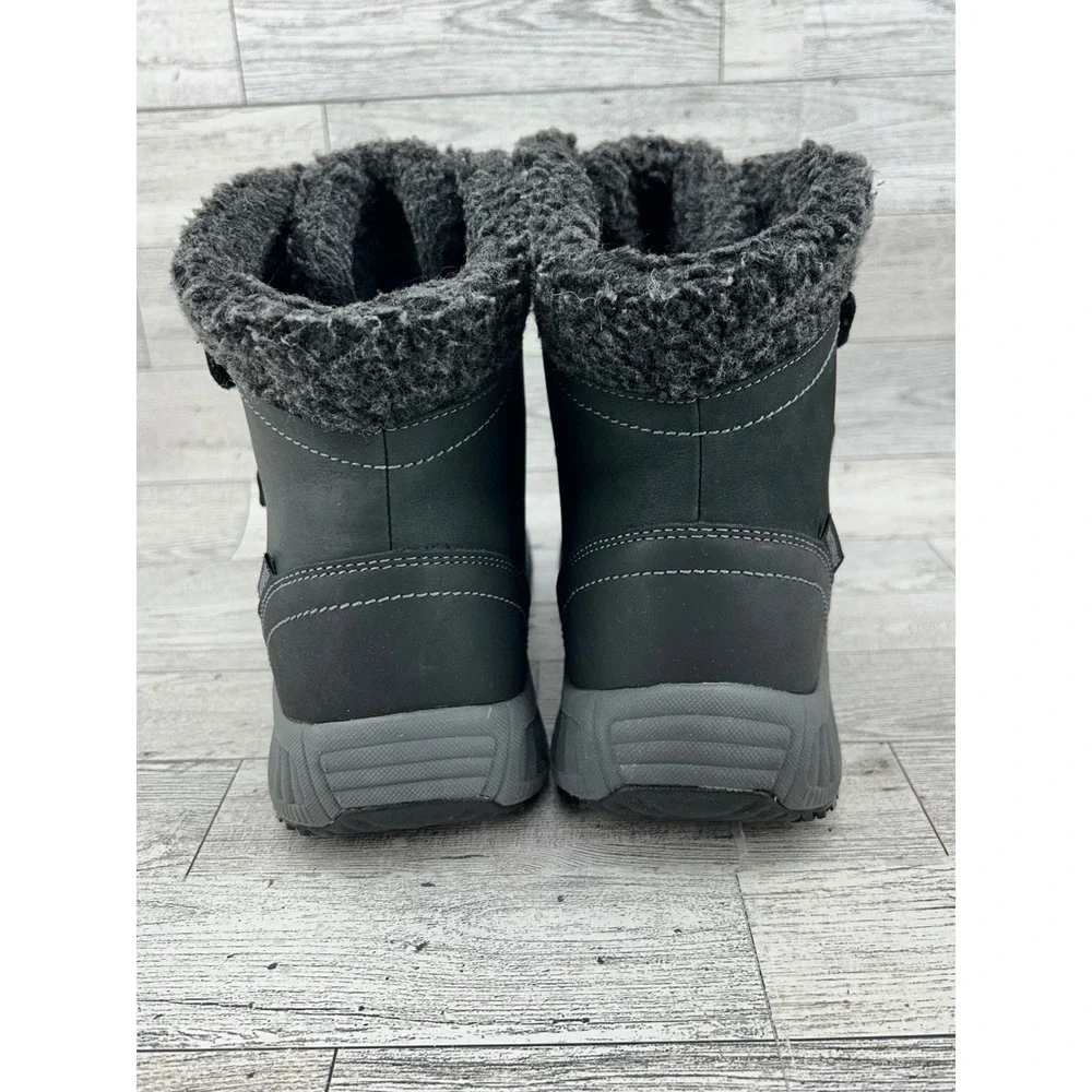 Orthofeet Florence 886 Women Size 7 Black Leather Ankle Boots Faux Fur Lining‎